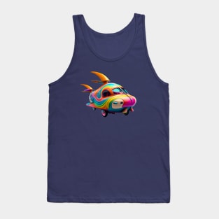 Fantasy Flying Car Funny Cute Rainbow Design for Kids Tank Top